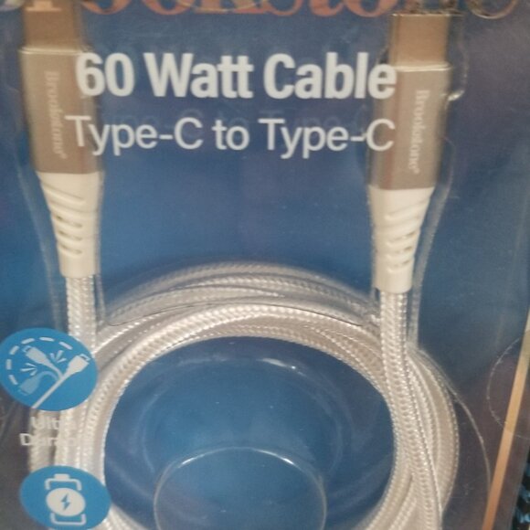 Brookstone 60 Watt Cable Type C to Type C 6 Ft White 1.8 Meters Brand New - Picture 10 of 16
